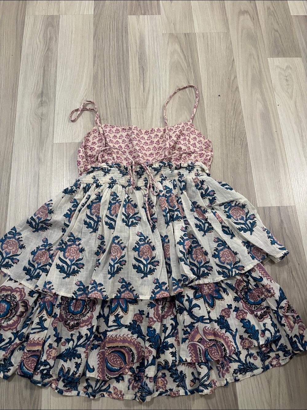 Anthropologie Celandine Straight Neck Tiered Block Print Mini Dress Size S Dres - Picture 4 of 16
